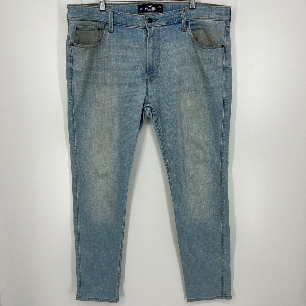 Hollister Mens Skinny Advanced Stretch Light Wash Blue Denim Jeans 38x32‎